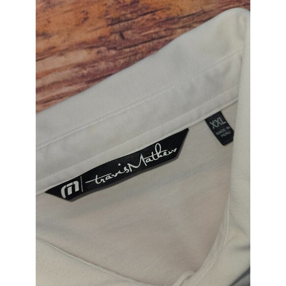Travis Mathew White Polo Shirt XXL Mens Cotton Blend - Picture 5 of 7
